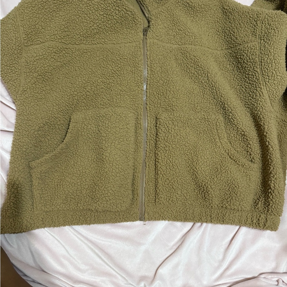 Beige Sherpa Zip-Up jacket old navy